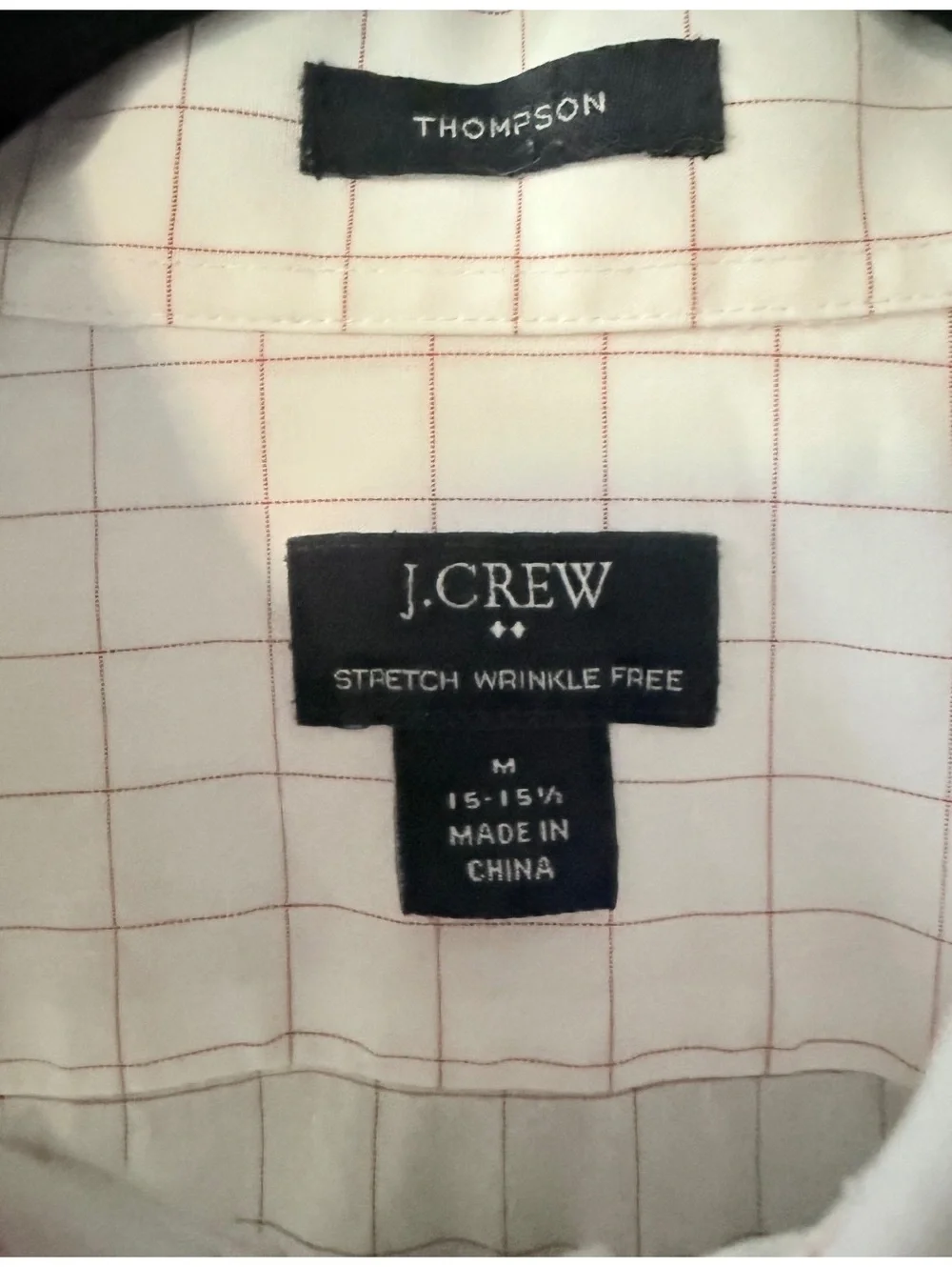 J.Crew Thompson Stretch Wrinkle-Free White and Pink Check Dress Shirt, Size M